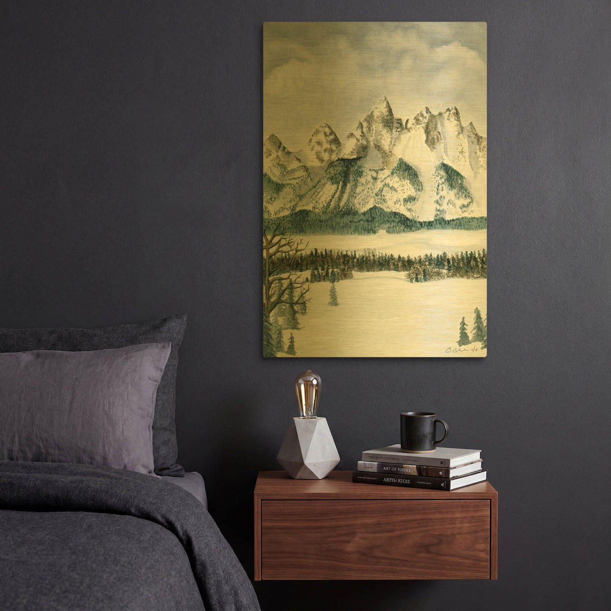 'Grand Tetons' By Brett Blumenthal Gold Metal Wall Art