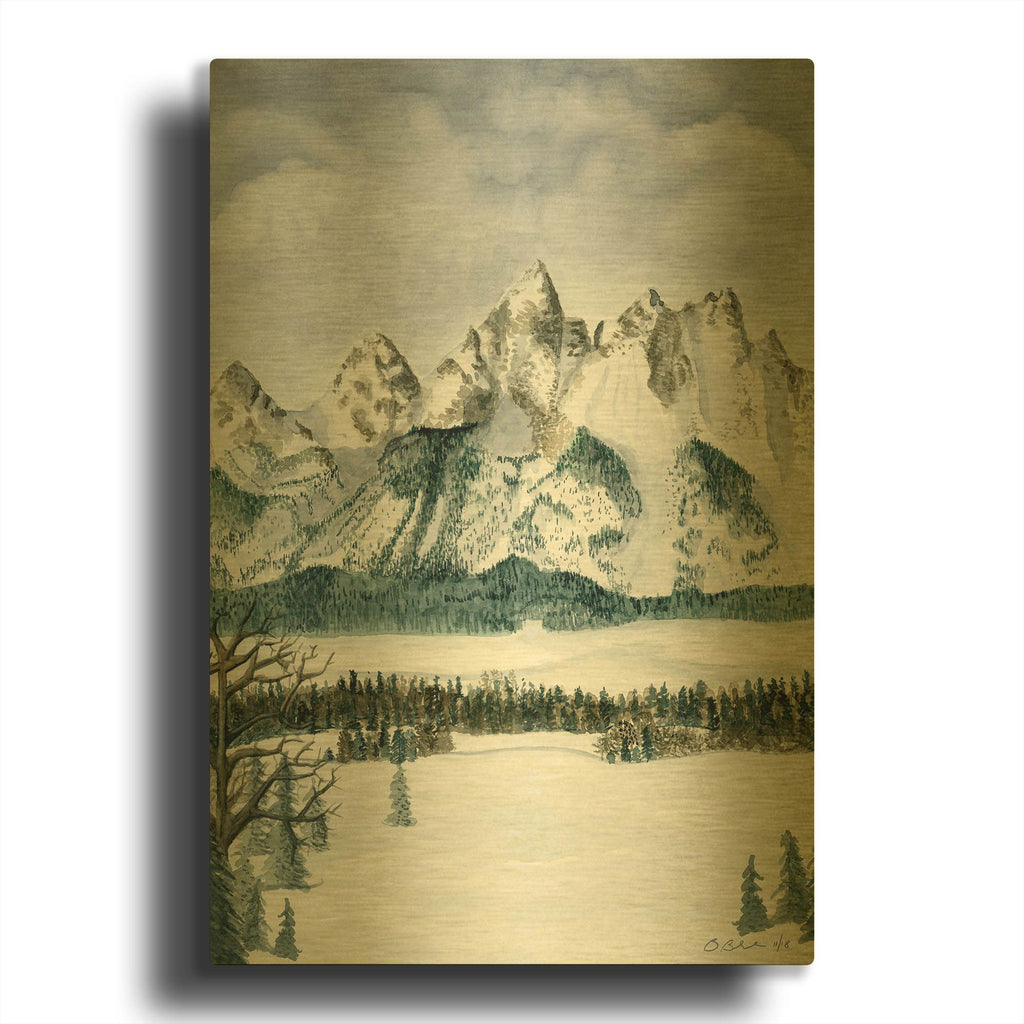 'Grand Tetons' By Brett Blumenthal Gold Metal Wall Art