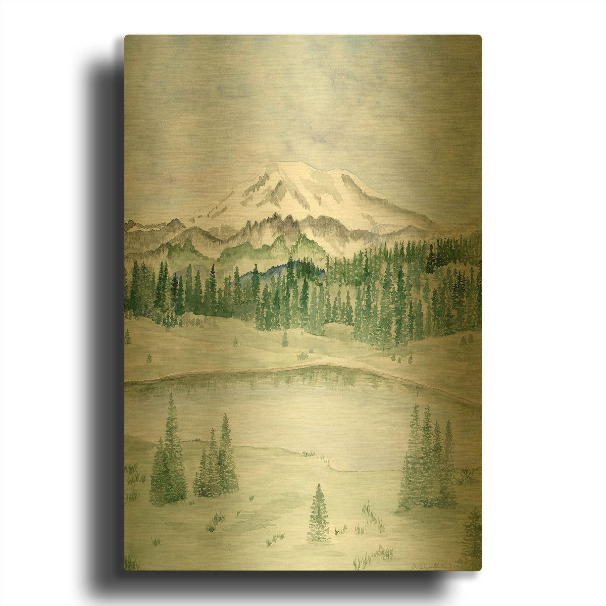 'Mount Rainier' By Brett Blumenthal Gold Metal Wall Art