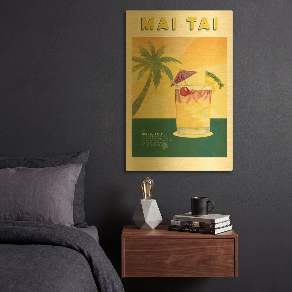 'Tropical Cocktails 1' By Brett Blumenthal Gold Metal Wall Art