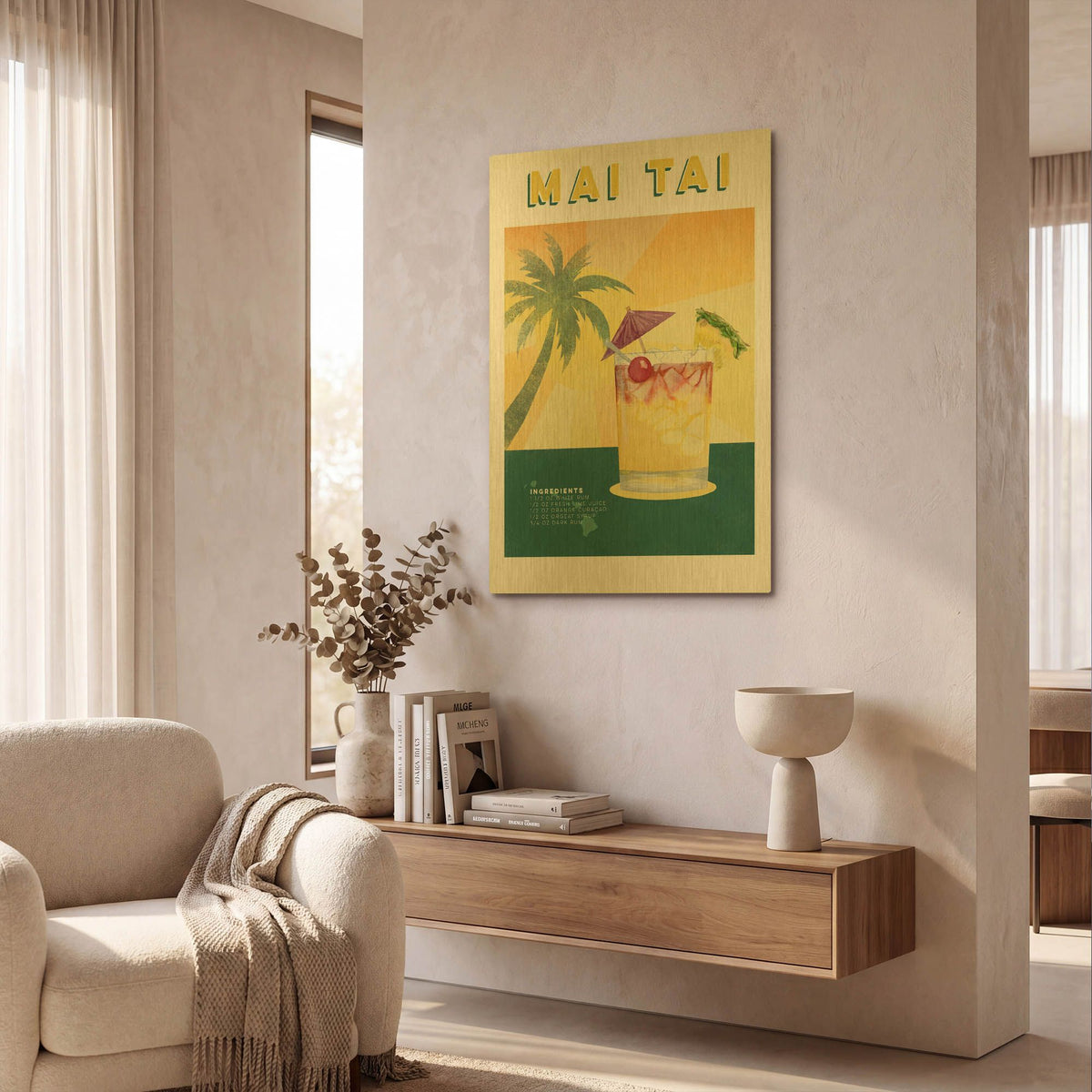 'Tropical Cocktails 1' By Brett Blumenthal Gold Metal Wall Art