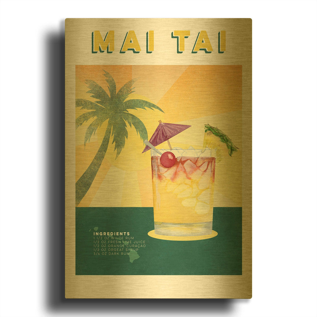 'Tropical Cocktails 1' By Brett Blumenthal Gold Metal Wall Art