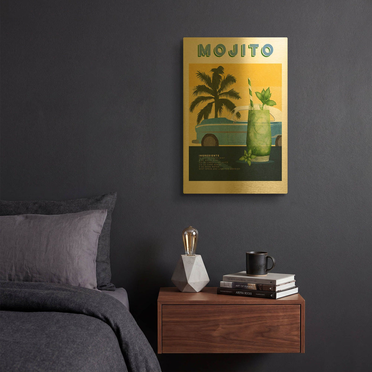 'Tropical Cocktails 3' By Brett Blumenthal Gold Metal Wall Art
