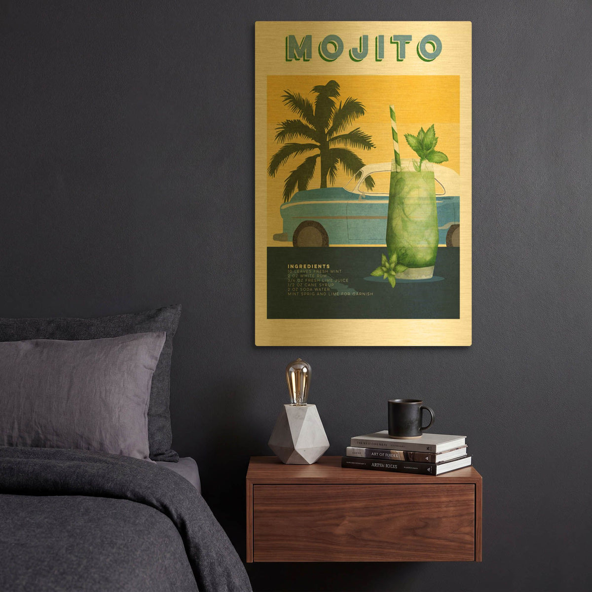 'Tropical Cocktails 3' By Brett Blumenthal Gold Metal Wall Art