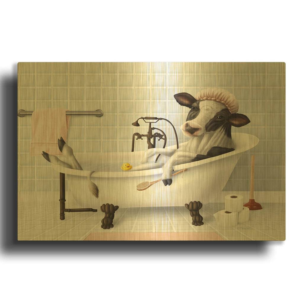 'Cow' By Mehu Art Gold Metal Wall Art
