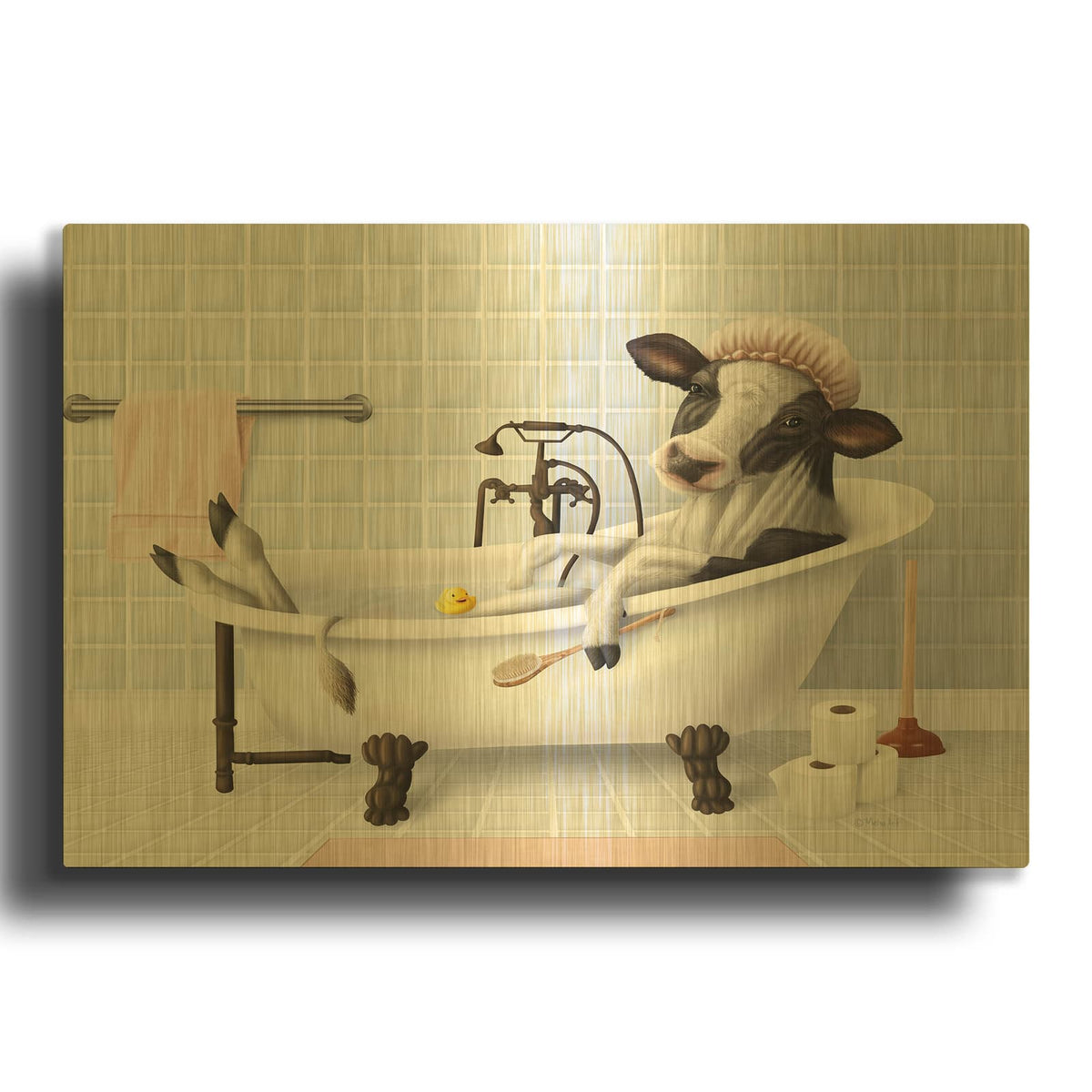 'Cow' By Mehu Art Gold Metal Wall Art