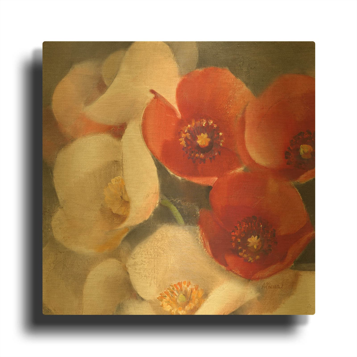 'Poppies Bloom 3' By Albena Hristova Gold Metal Wall Art