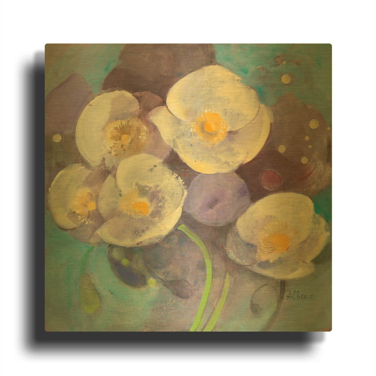 'Papaver 2' By Albena Hristova Gold Metal Wall Art