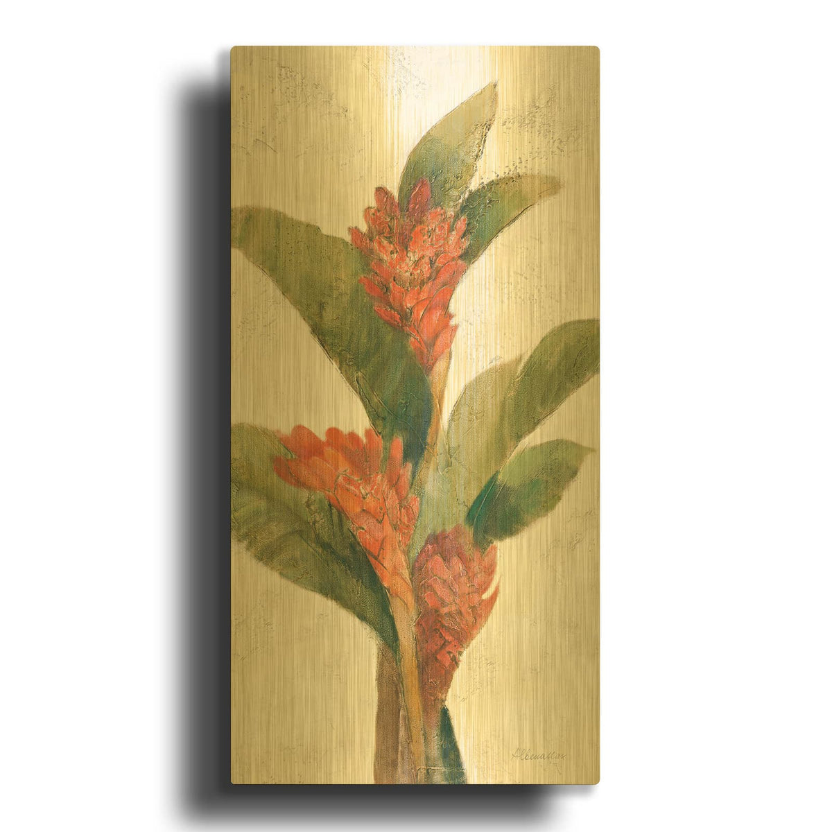 'Ginger Blossom On White' By Albena Hristova Gold Metal Wall Art