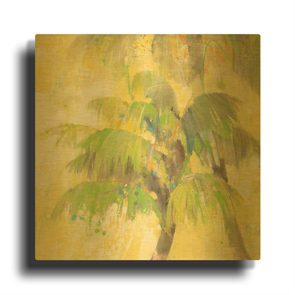 'Breezy Palm 2' By Albena Hristova Gold Metal Wall Art
