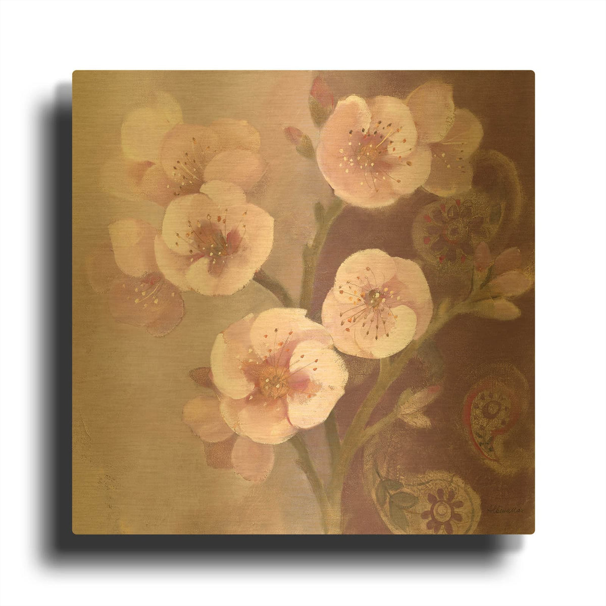 'Gypsy Blossoms 2' By Albena Hristova Gold Metal Wall Art