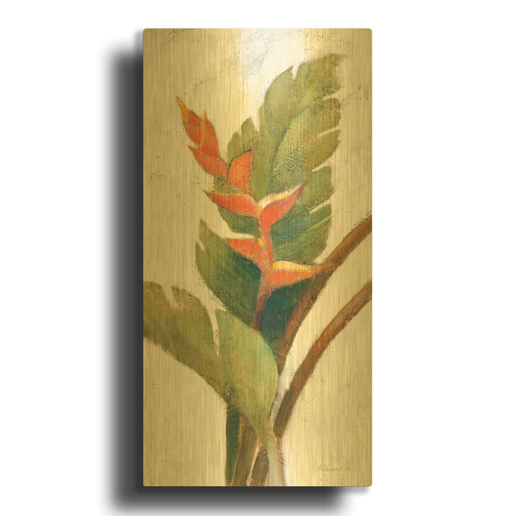 'Halconia Blossom On White' By Albena Hristova Gold Metal Wall Art
