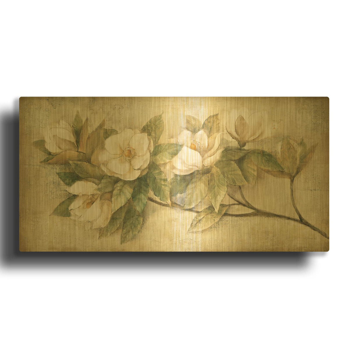'Sugar Magnolia Vintage' By Albena Hristova Gold Metal Wall Art