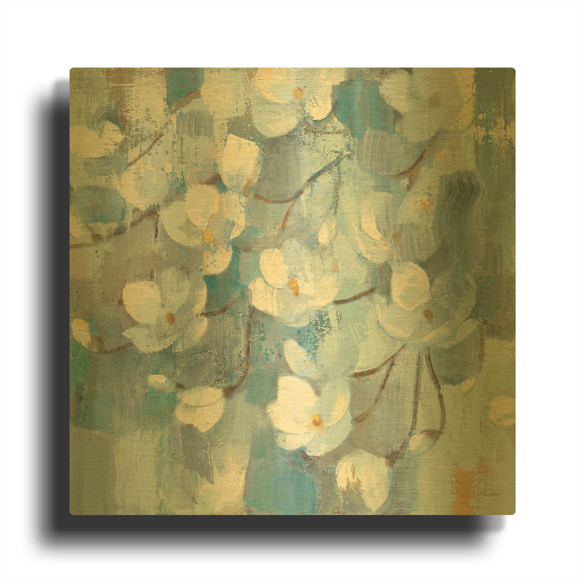 'Magnolias In Spring 1' By Albena Hristova Gold Metal Wall Art