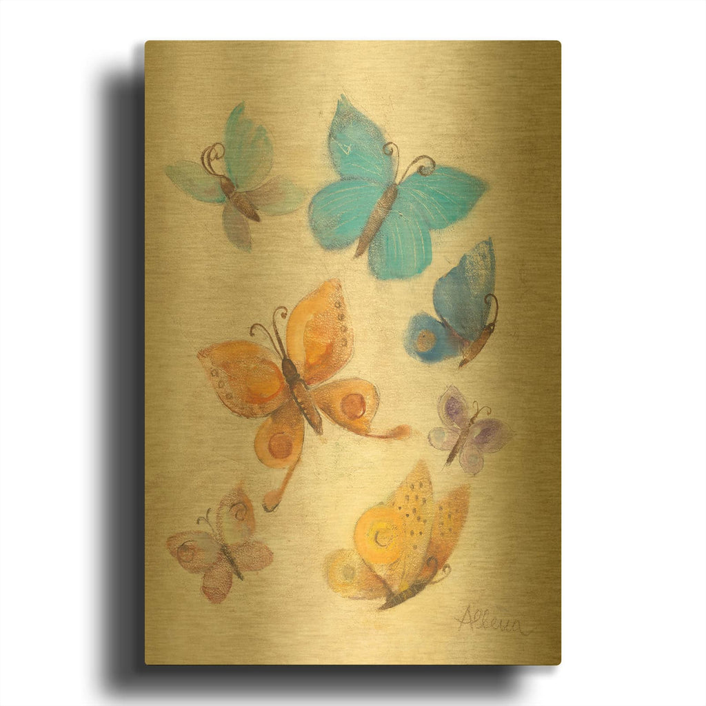 'Butterflies' By Albena Hristova Gold Metal Wall Art