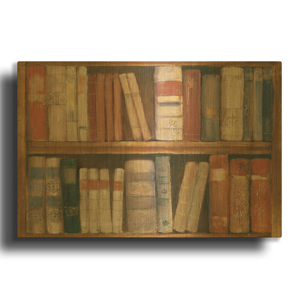 'Bookshelves' By Albena Hristova Gold Metal Wall Art