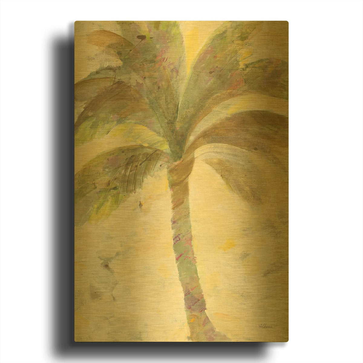 'Under The Palm' By Albena Hristova Gold Metal Wall Art