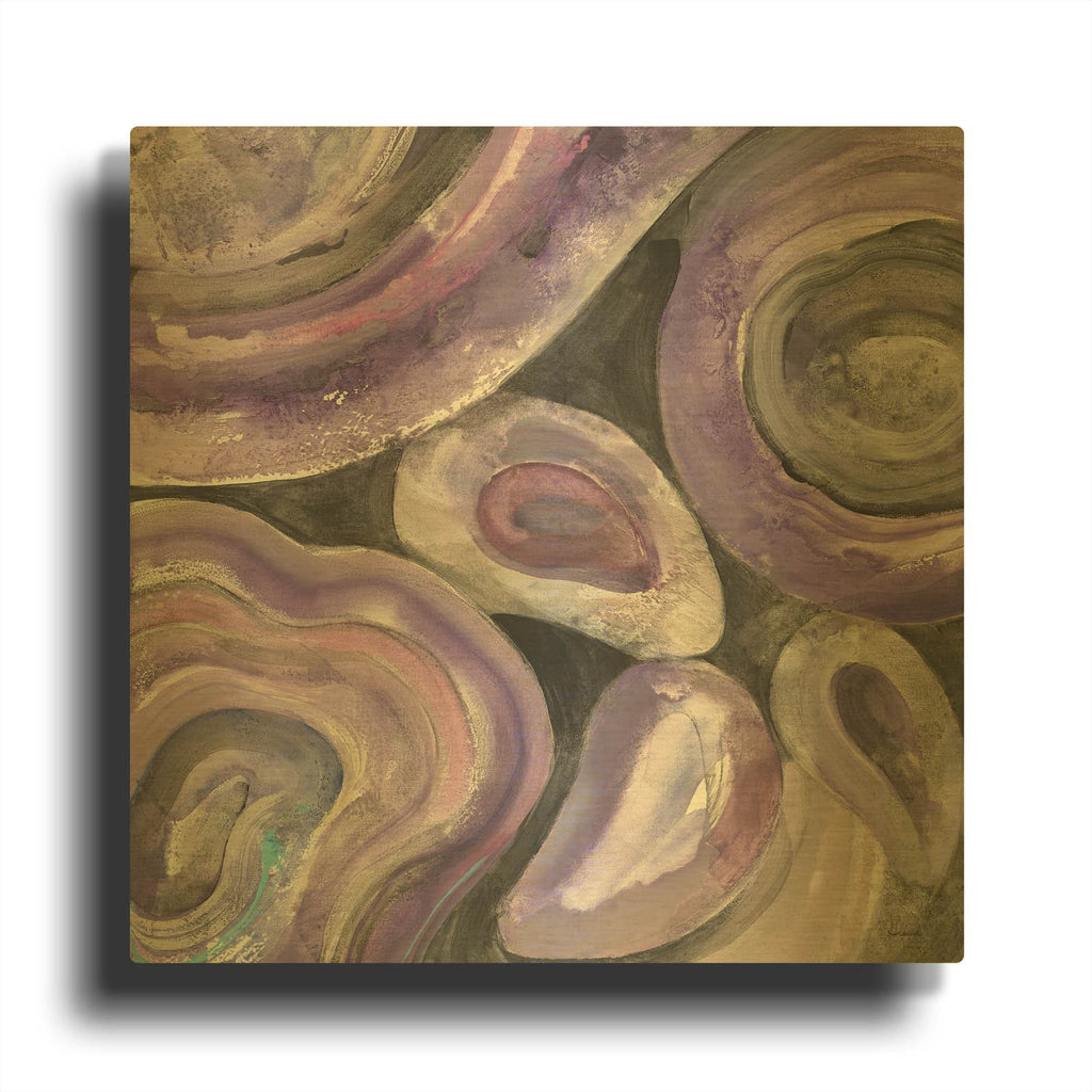 'Circle Rain V2' By Albena Hristova Gold Metal Wall Art