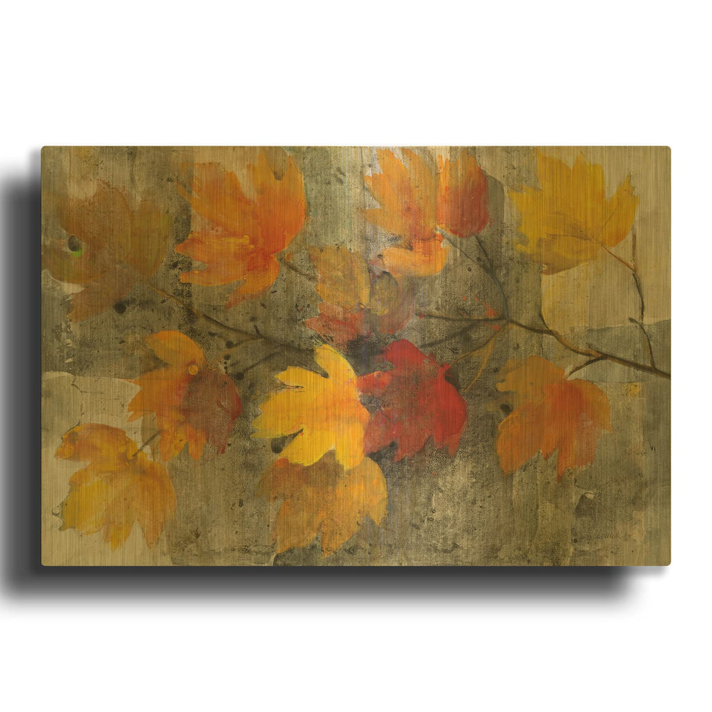 'Autumn Rain' By Albena Hristova Gold Metal Wall Art