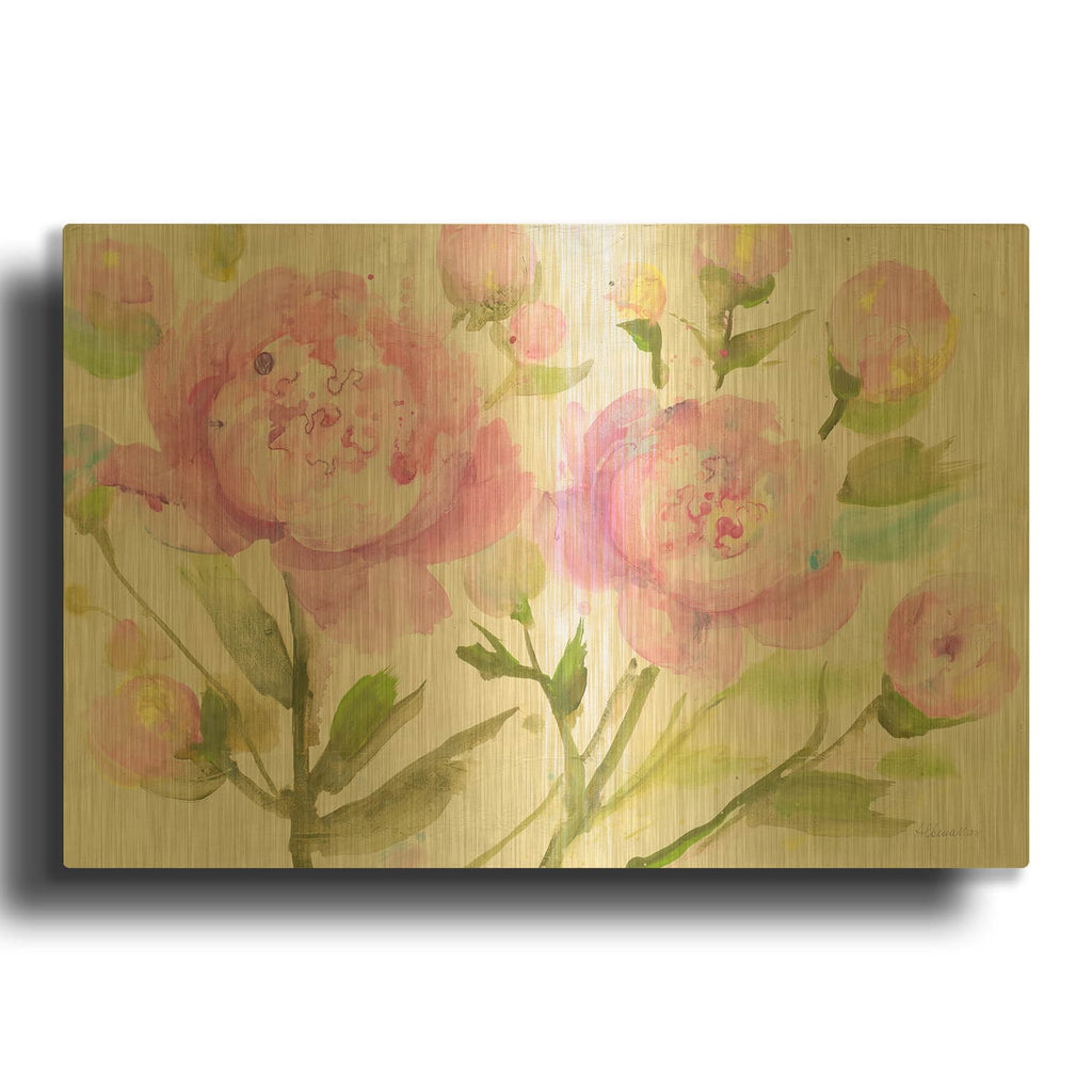 'Bright Peonies' By Albena Hristova Gold Metal Wall Art