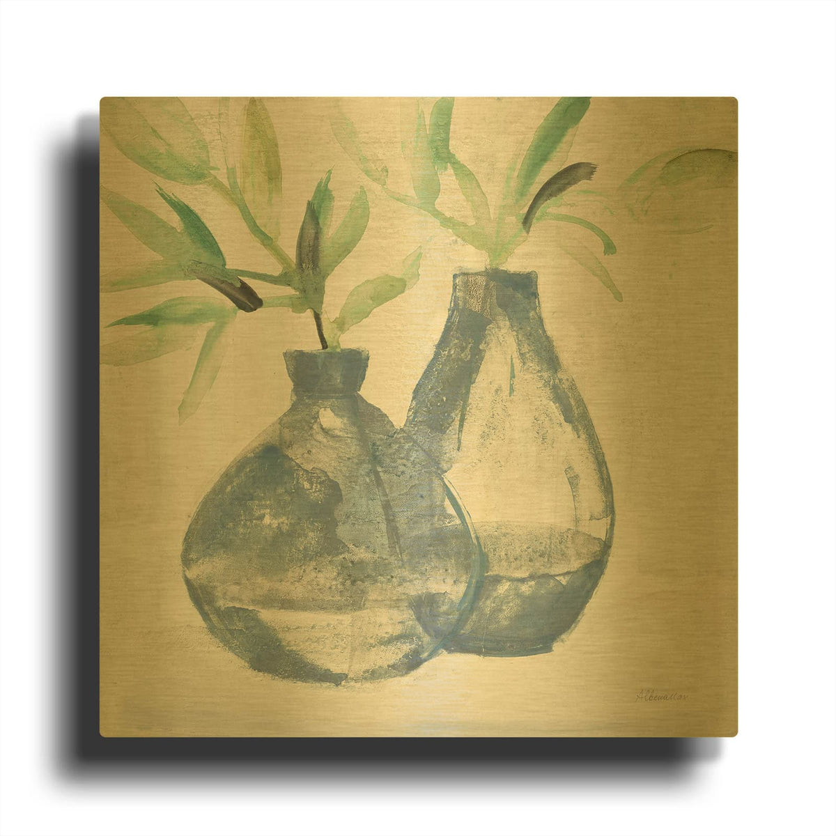 'Pretty Jars Warm' By Albena Hristova Gold Metal Wall Art
