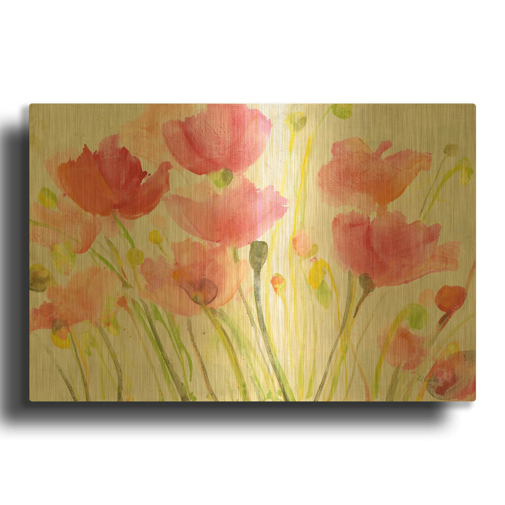 'Fluorescent Poppies' By Albena Hristova Gold Metal Wall Art