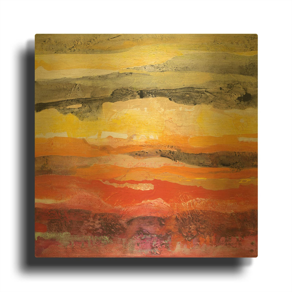 'Abstract Layers 2' By Albena Hristova Gold Metal Wall Art