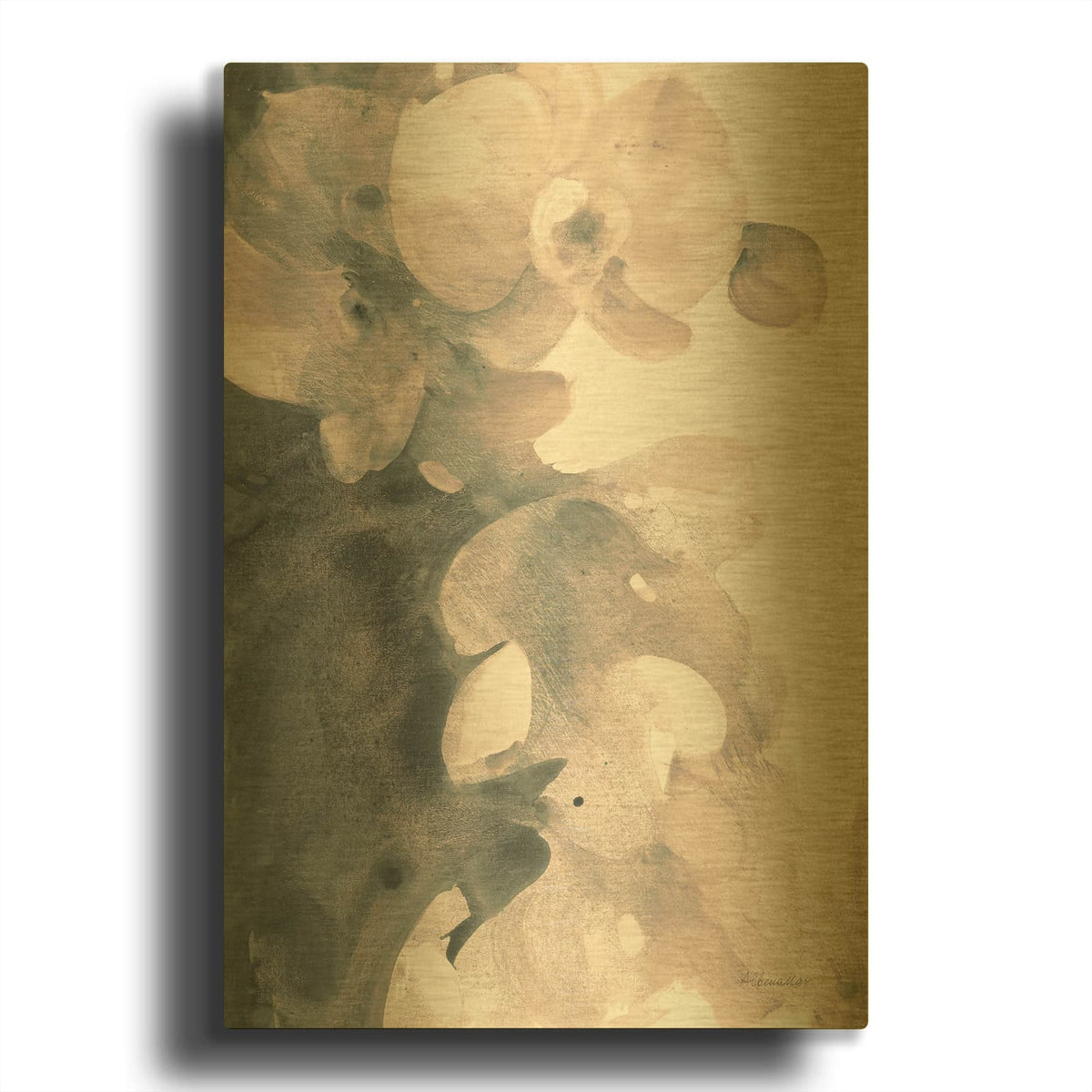 'Orchid Splendor 2 Blush' By Albena Hristova Gold Metal Wall Art