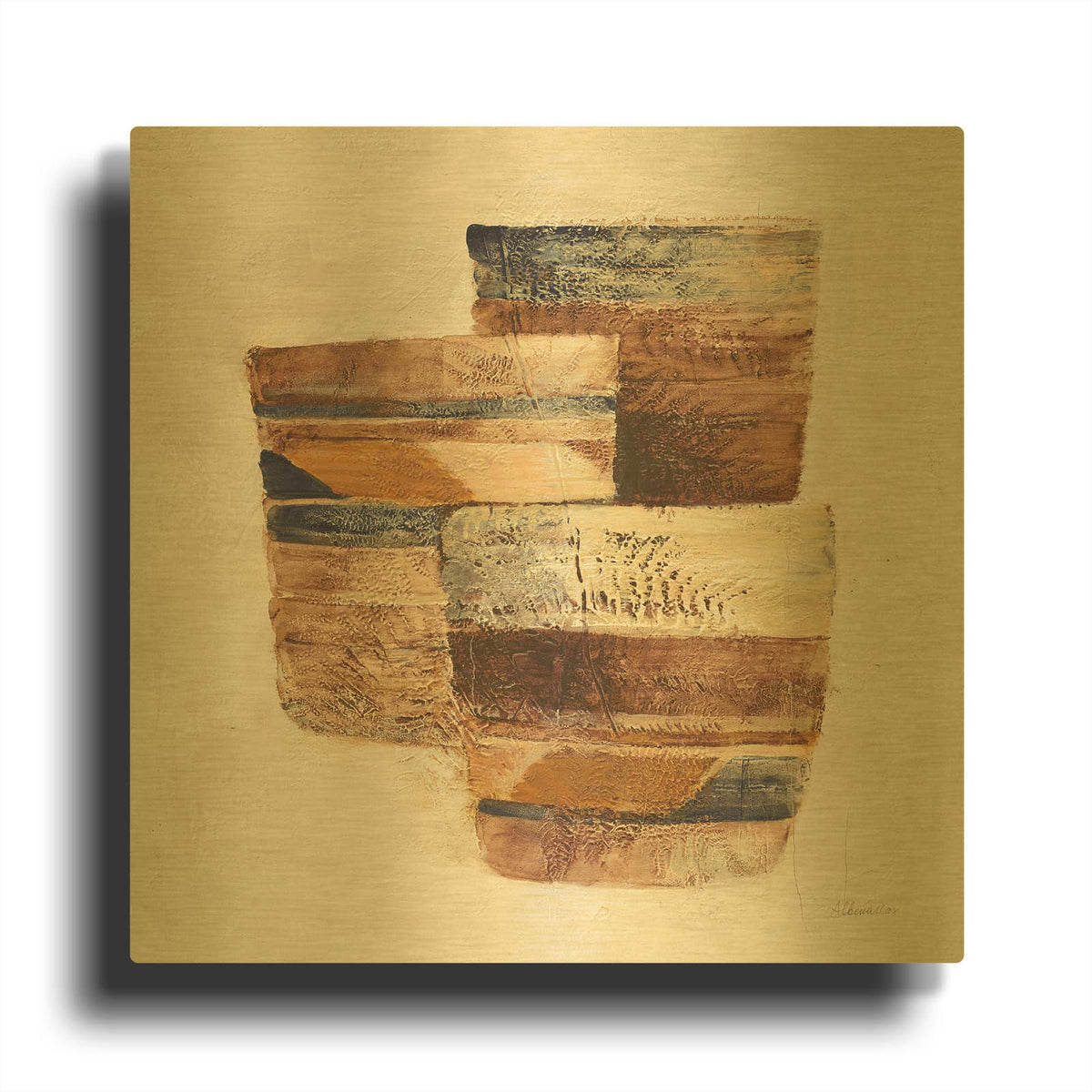 'Desert Still Life 2 Navy' By Albena Hristova Gold Metal Wall Art