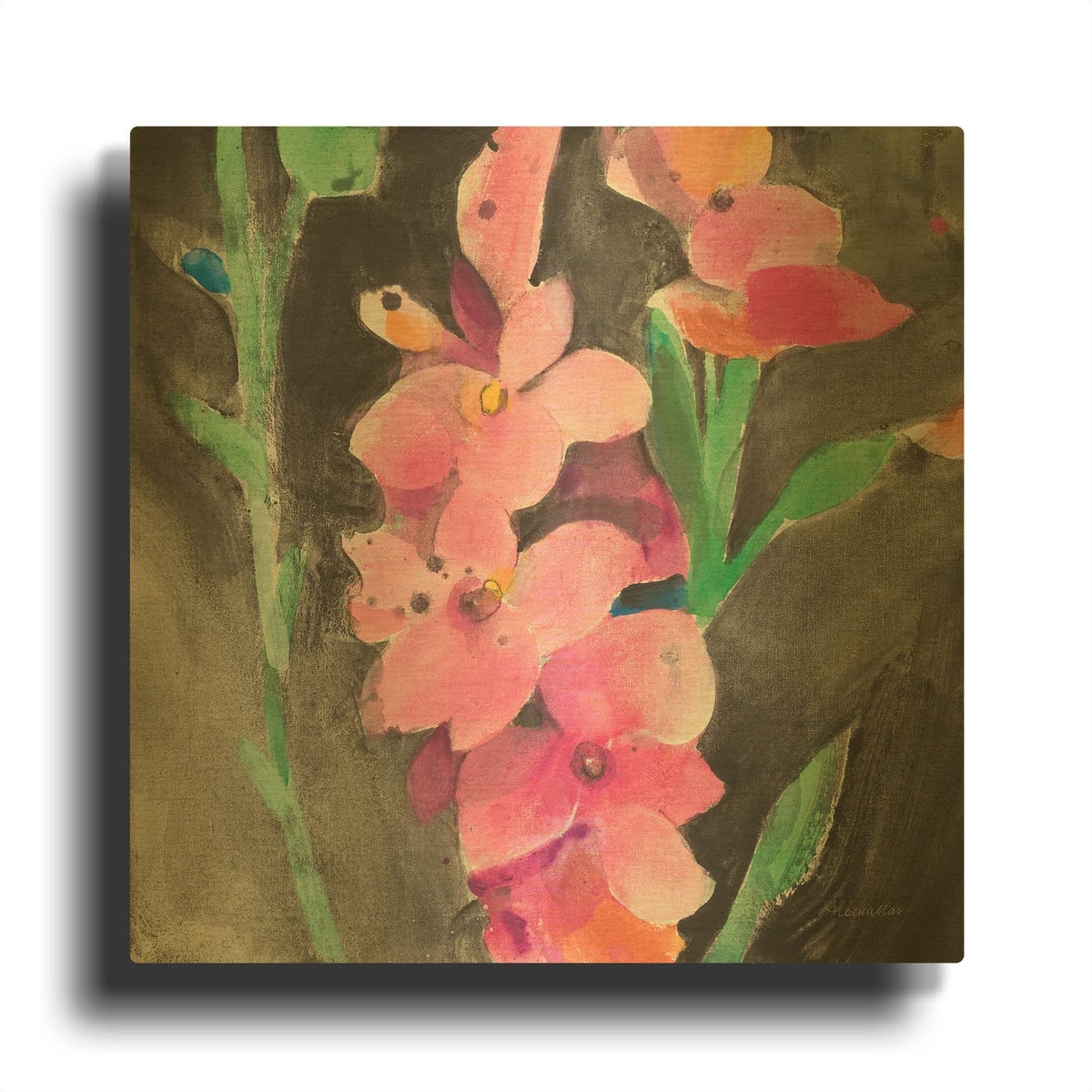 'Midnight Blooms 2' By Albena Hristova Gold Metal Wall Art
