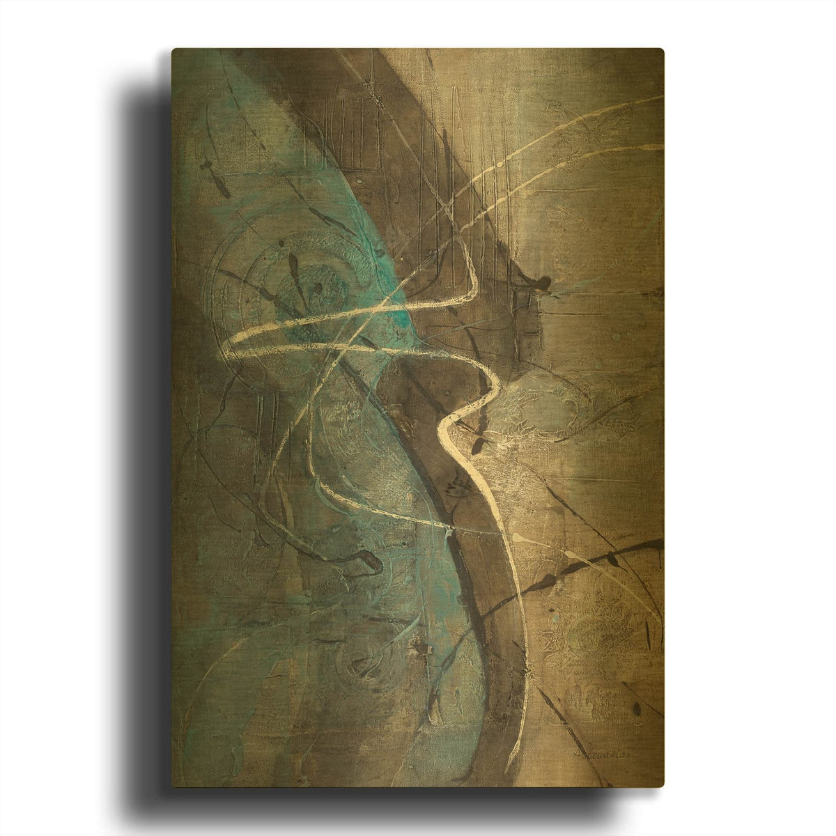 'Ripple Effect' By Albena Hristova Gold Metal Wall Art