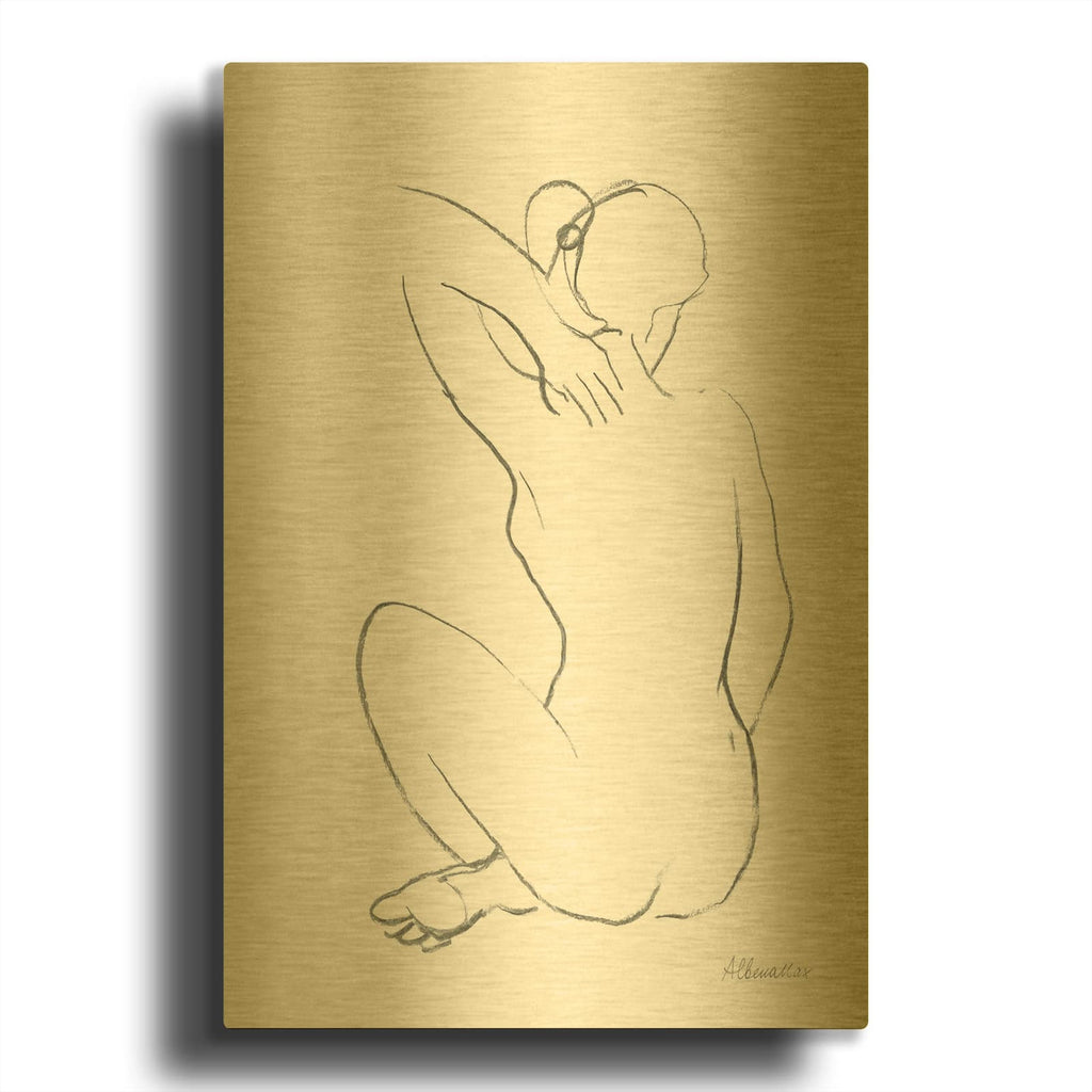 'Nude Sketch 1' By Albena Hristova Gold Metal Wall Art