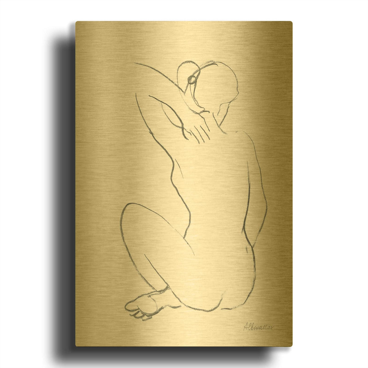 'Nude Sketch 1' By Albena Hristova Gold Metal Wall Art