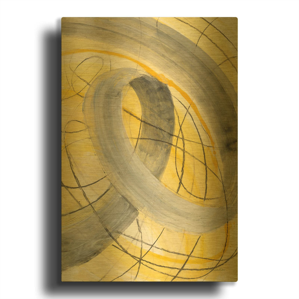 'In The Mix 4' By Albena Hristova Gold Metal Wall Art