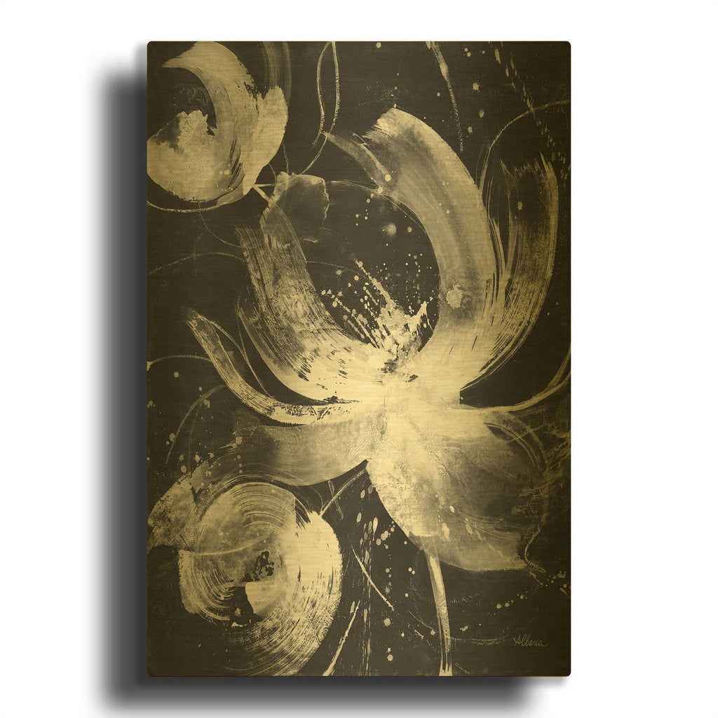 'Bold 3 Dark Vertical' By Albena Hristova Gold Metal Wall Art