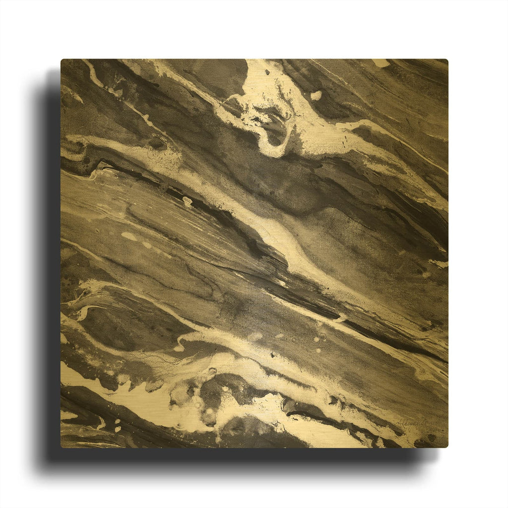 'Going With The Flow 3 Bw' By Albena Hristova Gold Metal Wall Art