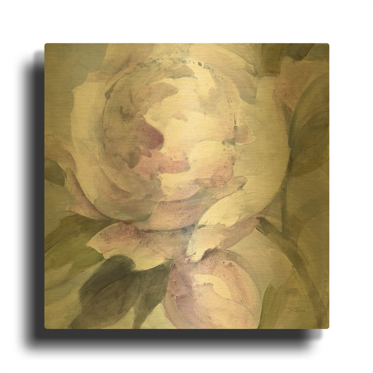 'Twilight Peony' By Albena Hristova Gold Metal Wall Art