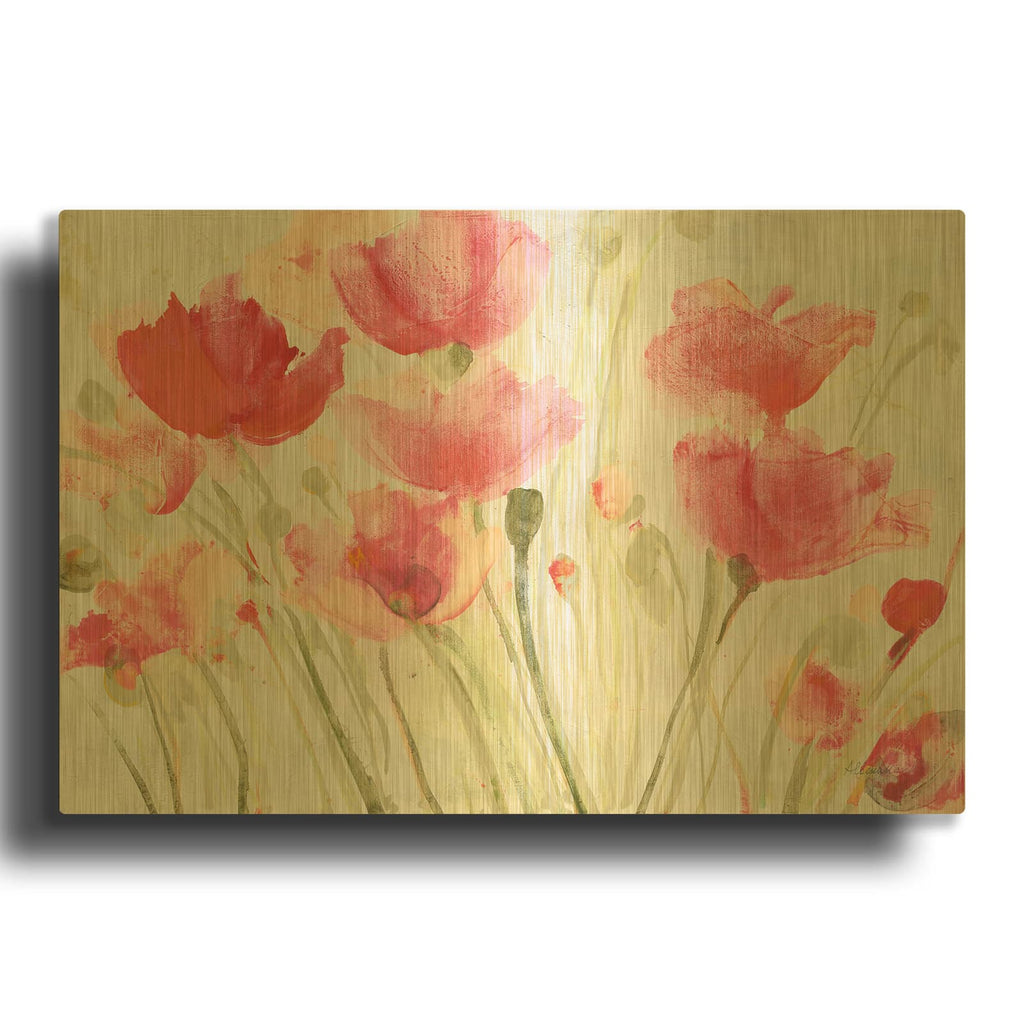'Blush Poppies' By Albena Hristova Gold Metal Wall Art
