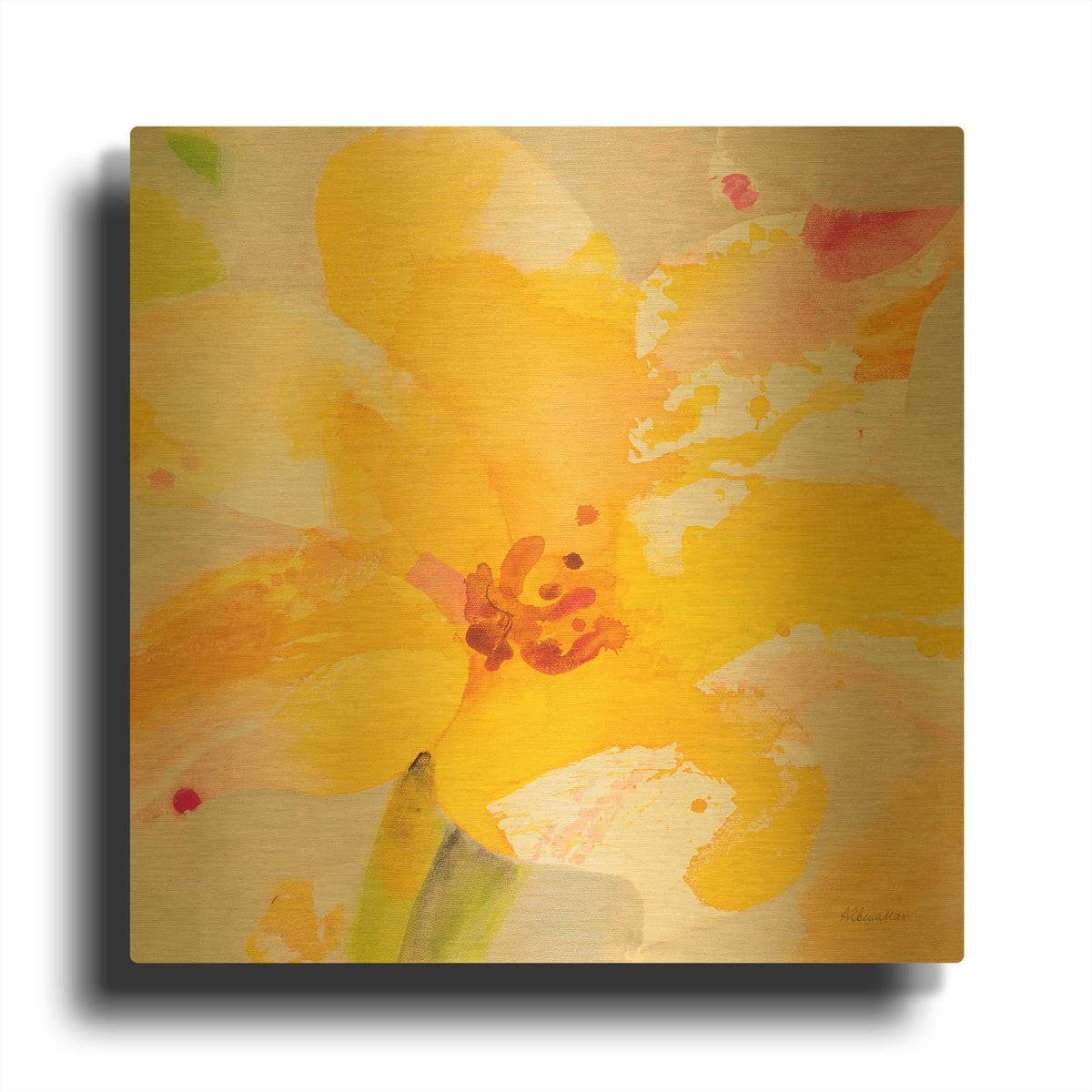 'Bright Tulips 3' By Albena Hristova Gold Metal Wall Art