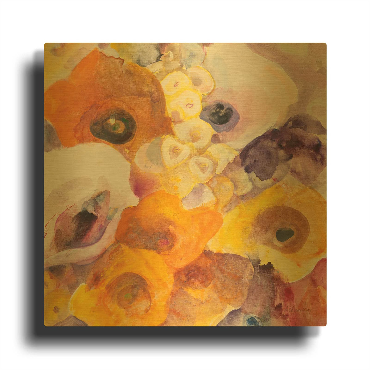 'Bright Flowers 4' By Albena Hristova Gold Metal Wall Art