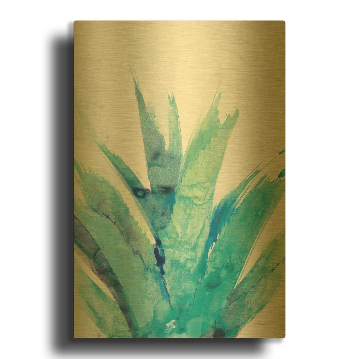 'Cool Aloe' By Albena Hristova Gold Metal Wall Art