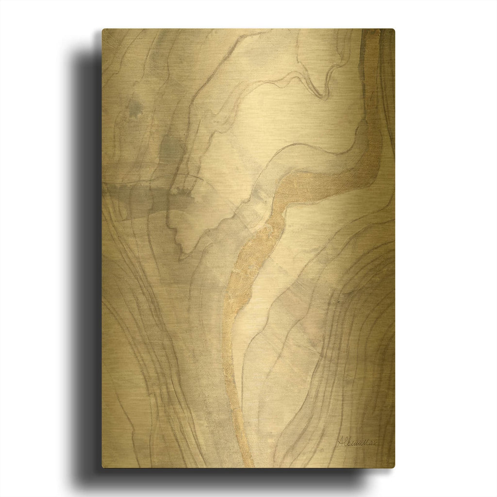'Shimmering Water 2 Neutral' By Albena Hristova Gold Metal Wall Art