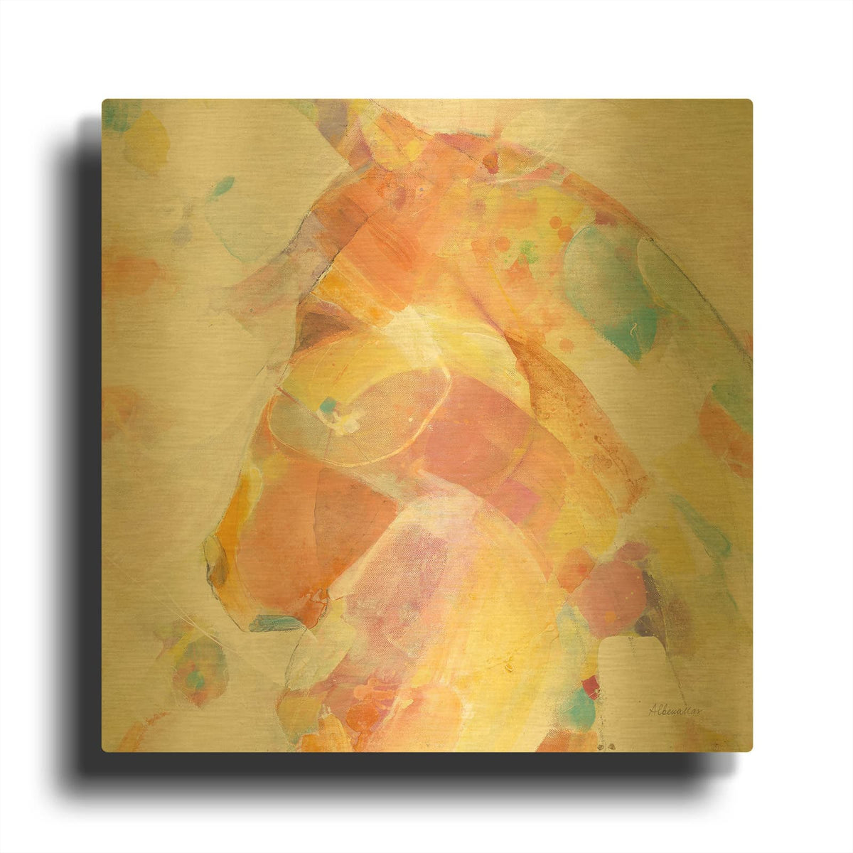 'Kaleidoscope Horse 2' By Albena Hristova Gold Metal Wall Art