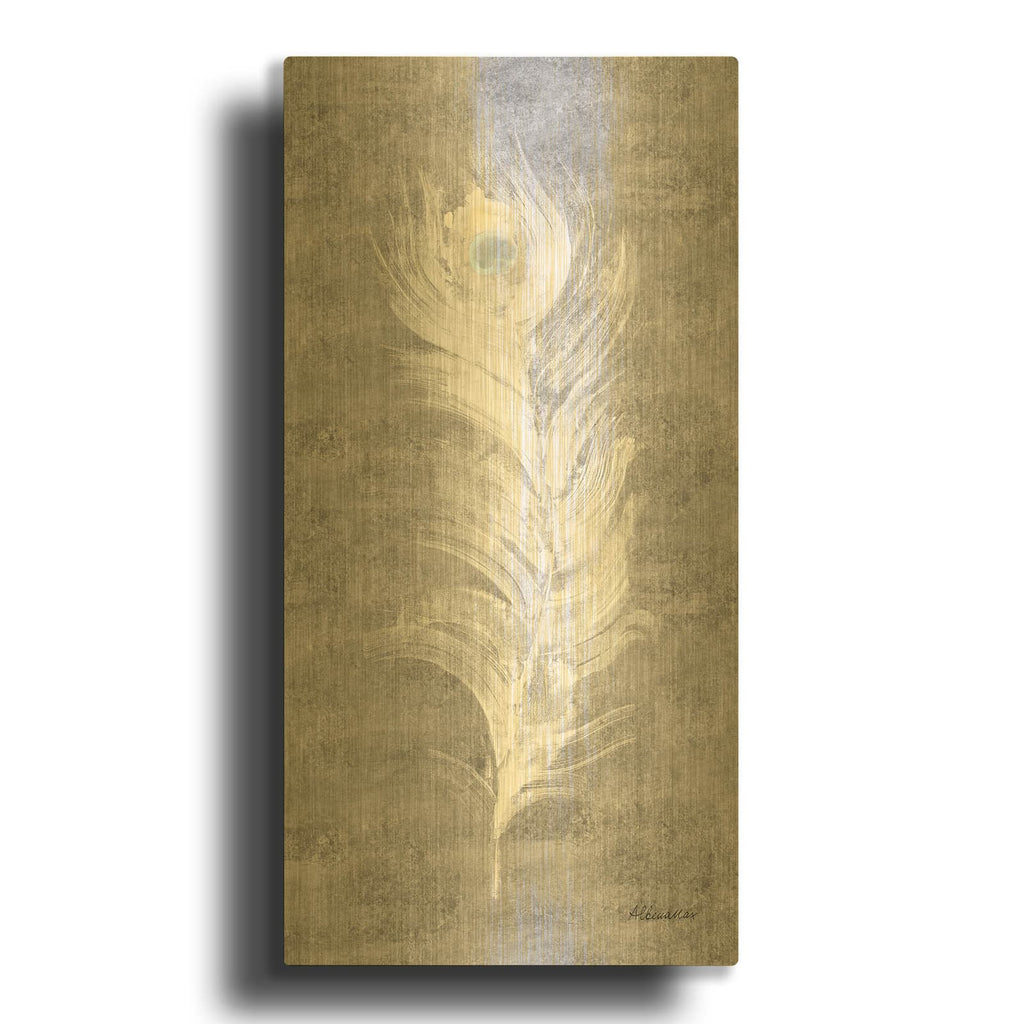 'Silver Blue Eyed Feathers 2' By Albena Hristova Gold Metal Wall Art