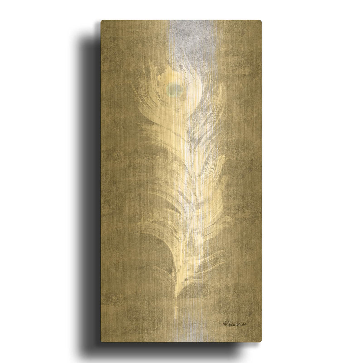 'Silver Blue Eyed Feathers 2' By Albena Hristova Gold Metal Wall Art
