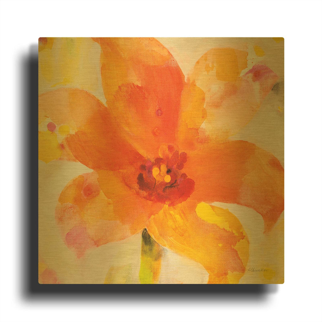 'Bright Tulips 2' By Albena Hristova Gold Metal Wall Art
