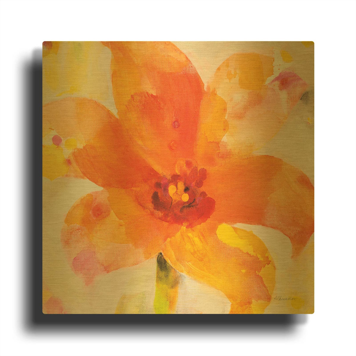 'Bright Tulips 2' By Albena Hristova Gold Metal Wall Art