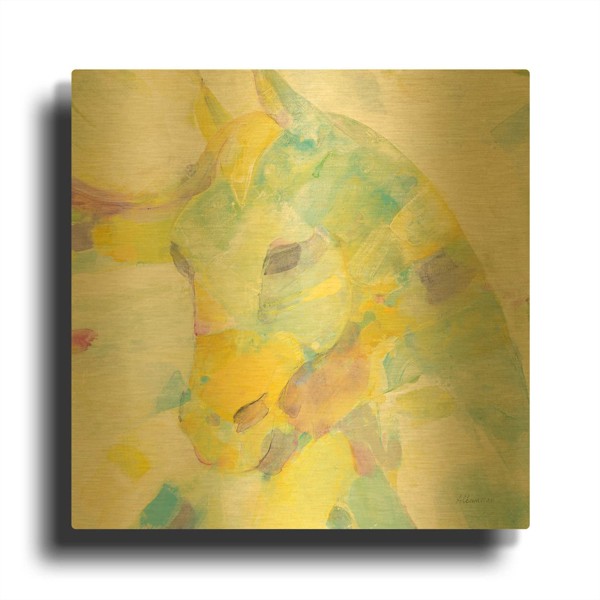 'Kaleidoscope Horse 3' By Albena Hristova Gold Metal Wall Art