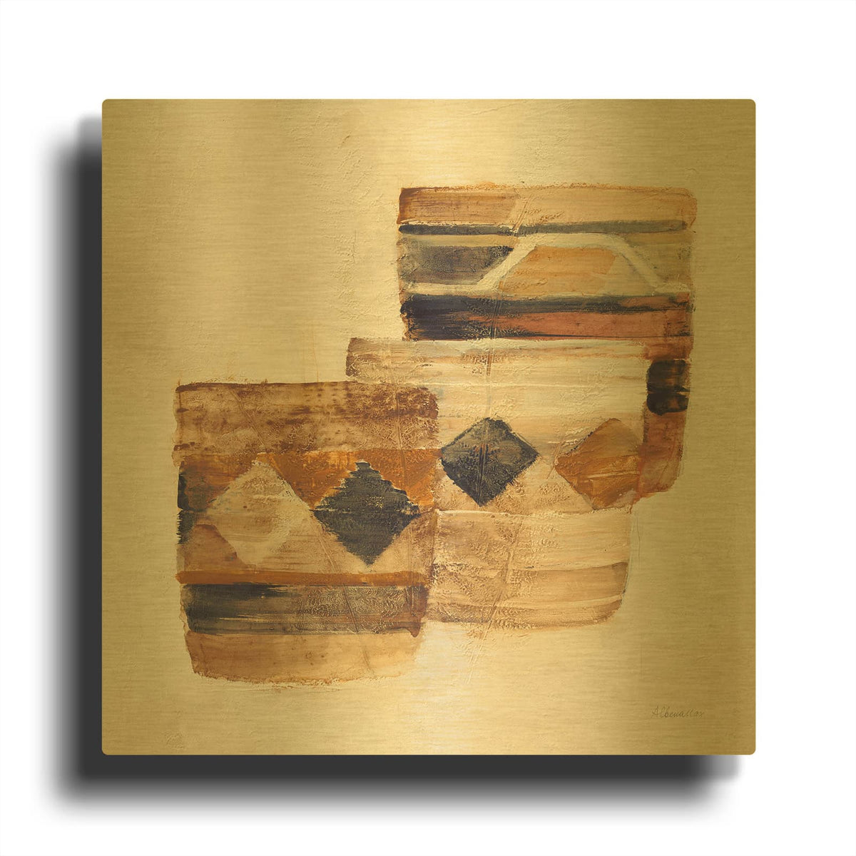 'Desert Still Life 3 Navy' By Albena Hristova Gold Metal Wall Art