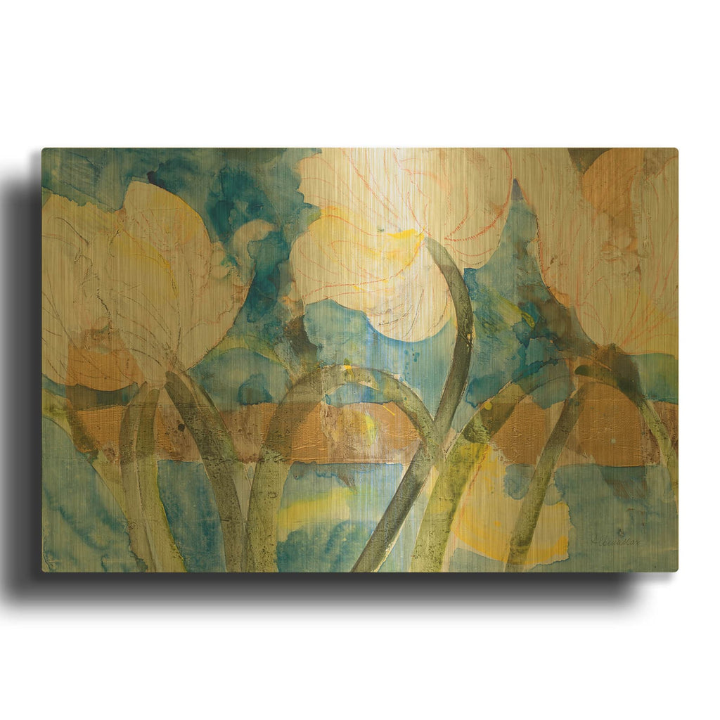 'Contemporary Tulips' By Albena Hristova Gold Metal Wall Art